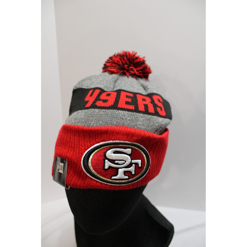 New Era San Francisco 49ers NFL Cuffed Pom Beanie Hat Red Grey Black